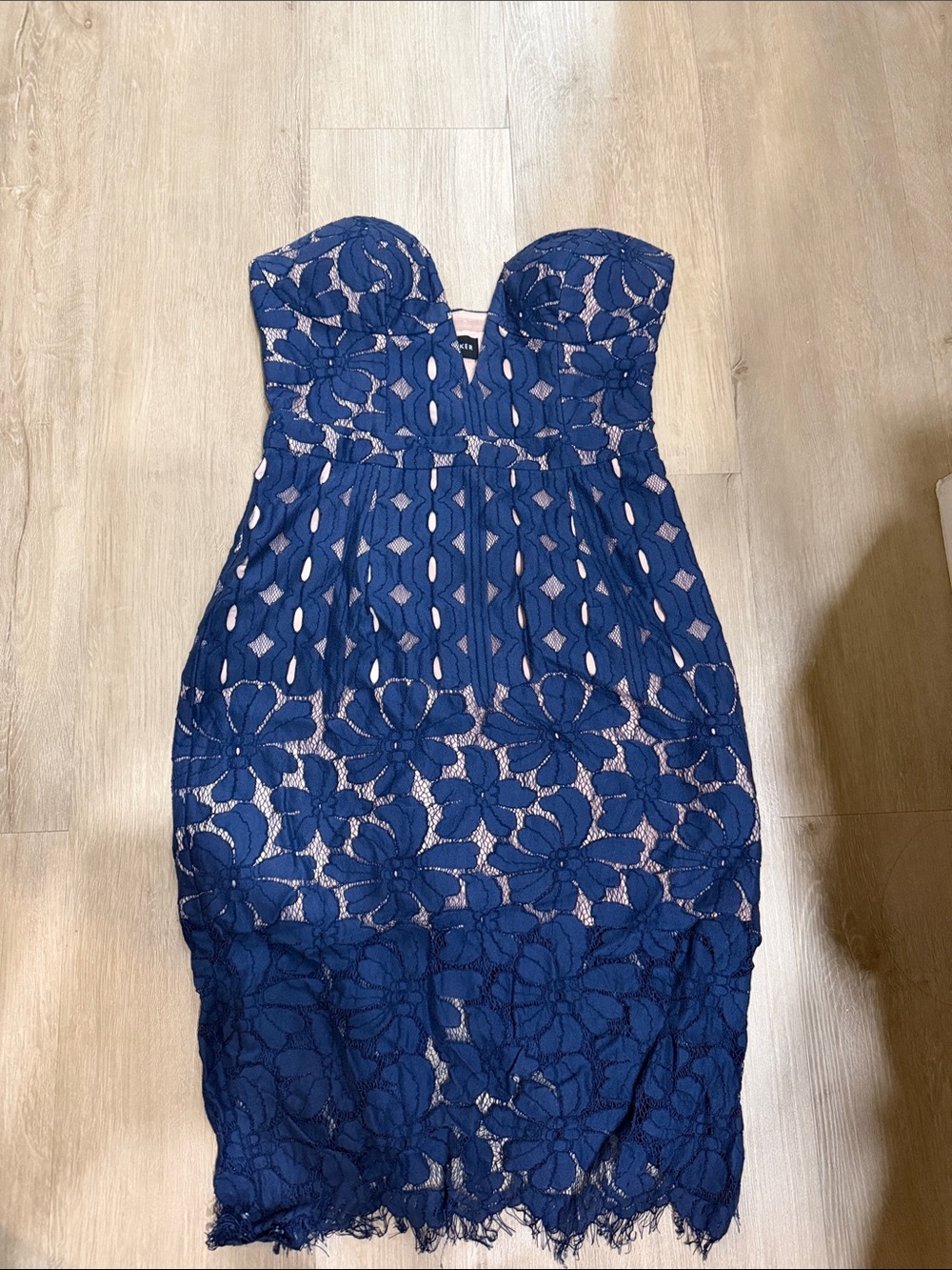 Stylestalker Navy Blue Lace Midi Dress